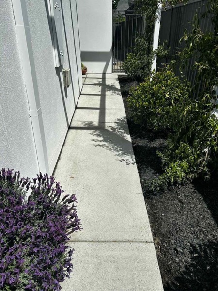 The same side path photographed after pressure washing