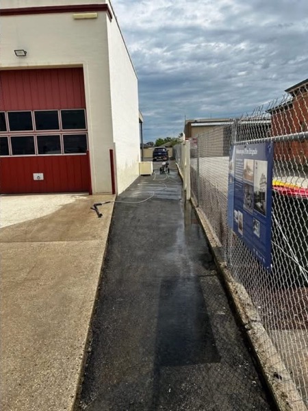The same path photographed after pressure washing